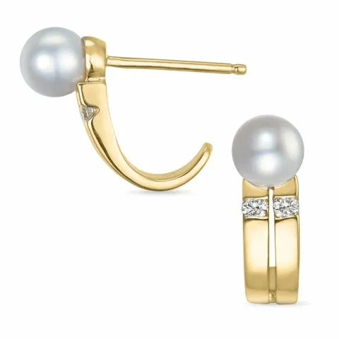 Perle Brillantohrringen in 14 Karat Gold mit Diamant