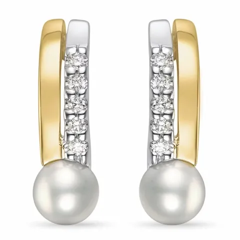 Perle Brillantohrringen in 14 Karat Gold und Weißgold mit Diamant