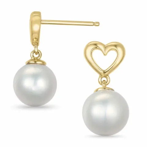 Herz Perle Ohrringe in 14 Karat Gold mit