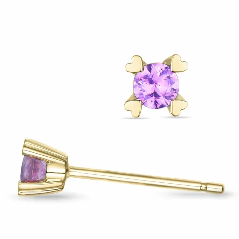 2 x 0,13 ct pink Saphir Solitärohrstecker in 14 Karat Gold mit pinkfarbenem Saphir