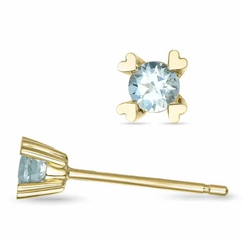2 x 0,10 ct Aquamarin Solitärohrstecker in 14 Karat Gold mit Aquamarin