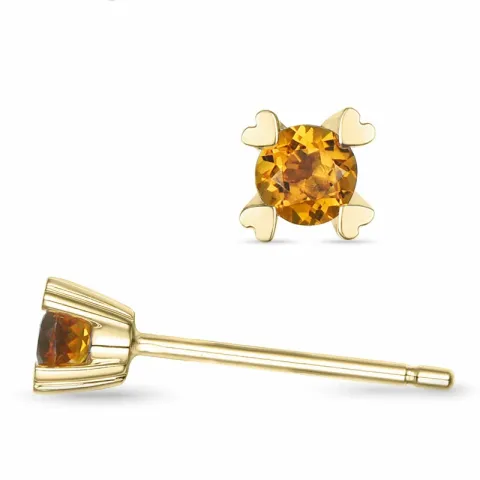 2 x 0,10 ct Citrin Solitärohrstecker in 14 Karat Gold mit Citrin 