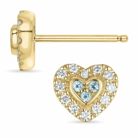 Herz Topas Brillantohrringen in 14 Karat Gold mit Topas und Diamant