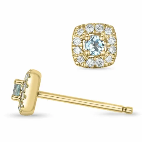 viereckigem Topas Brillantohrringen in 14 Karat Gold mit Topas und Diamant