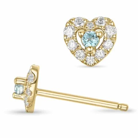 Herz Topas Brillantohrringen in 14 Karat Gold mit Topas und Diamant