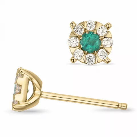 Smaragd Brillantohrringen in 14 Karat Gold mit Smaragd und Diamant 