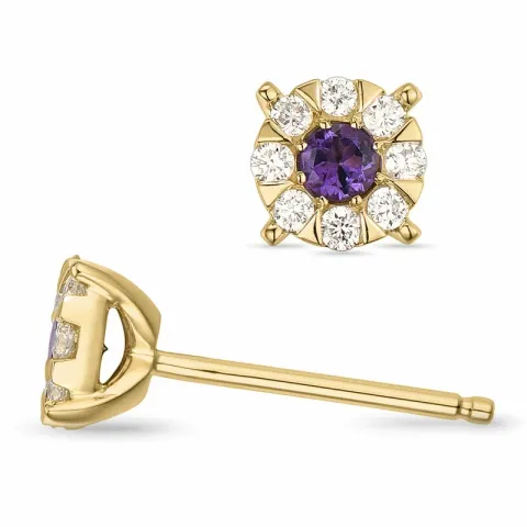 Amethyst Diamantohrringe in 14 Karat Gold mit Amethyst und Diamant