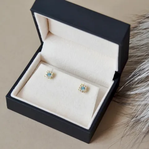 Topas Brillantohrringen in 14 Karat Gold mit Topas und Diamant