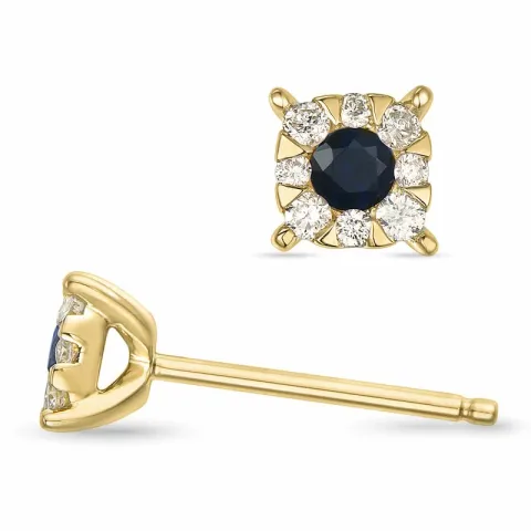 Saphir Brillantohrringen in 14 Karat Gold mit Saphir und Diamant