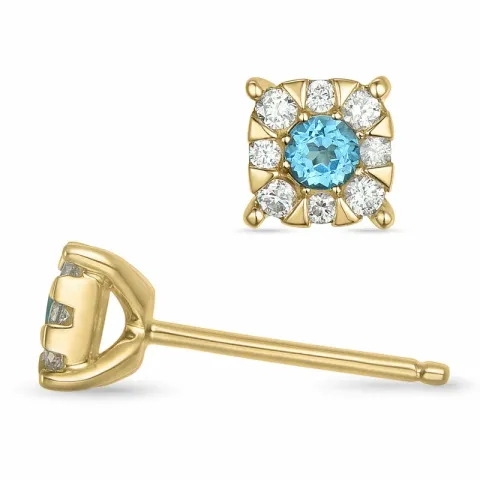 Topas Brillantohrringen in 14 Karat Gold mit Topas und Diamant