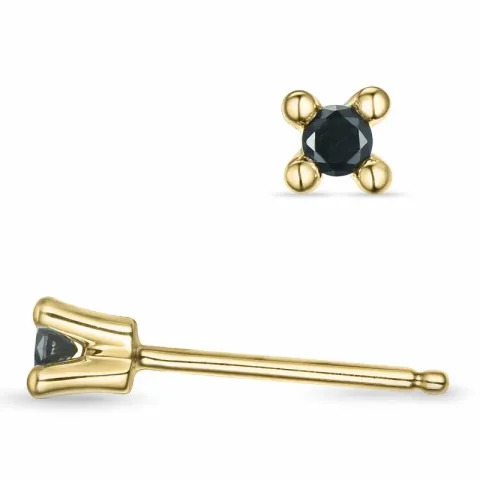 2 x 0,05 ct schwarzem Diamant Solitärohrstecker in 14 Karat Gold mit schwarz Diamant
