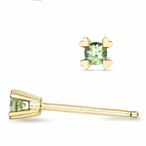 2 x 0,05 ct Peridot Solitärohrstecker in 14 Karat Gold mit Peridot 