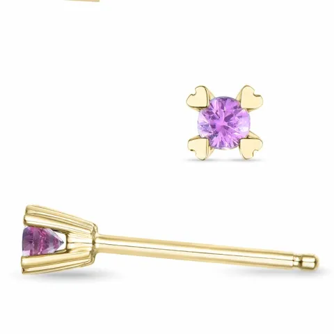 2 x 0,07 ct pink Saphir Solitärohrstecker in 14 Karat Gold mit pinkfarbenem Saphir