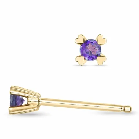 2 x 0,05 ct Amethyst Solitärohrstecker in 14 Karat Gold mit Amethyst