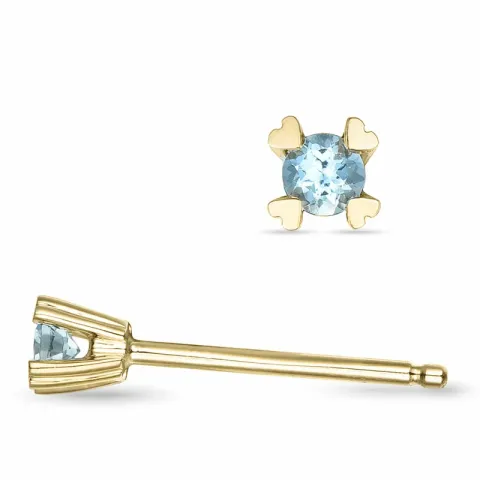 2 x 0,05 ct Aquamarin Solitärohrstecker in 14 Karat Gold mit Aquamarin