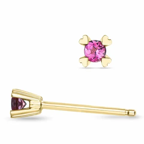 2 x 0,05 ct pink Turmalin Solitärohrstecker in 14 Karat Gold mit Turmalin