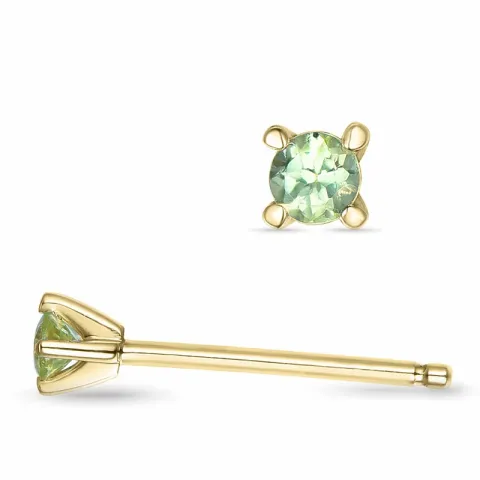 2 x 0,05 ct Peridot Solitärohrstecker in 14 Karat Gold mit Peridot