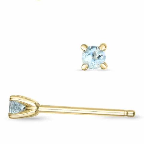 2 x 0,05 ct Aquamarin Solitärohrstecker in 14 Karat Gold mit Aquamarin