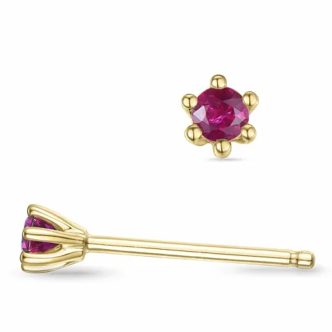 2 x 0,07 ct Rubin Solitärohrstecker in 14 Karat Gold mit Rubin