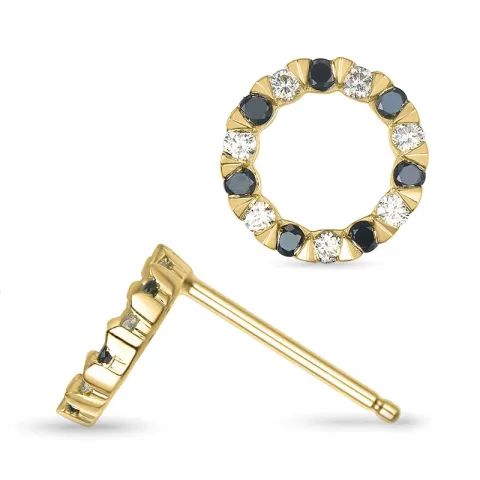 runden schwarzem Diamant Ohrstecker in 14 Karat Gold mit Diamant und schwarz Diamant 