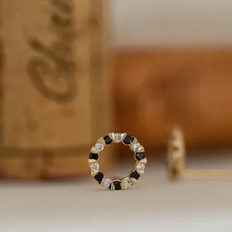 runden schwarzem Diamant Ohrstecker in 14 Karat Gold mit Diamant und schwarz Diamant 