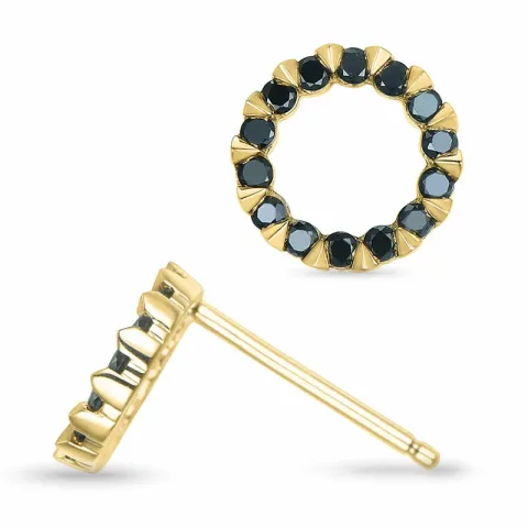 runden schwarzem Diamant Ohrstecker in 14 Karat Gold mit schwarz Diamant