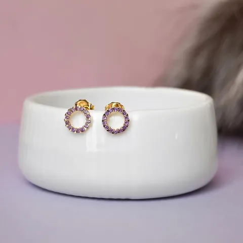 infinity Ohrstecker in 14 Karat Gold mit Amethyst