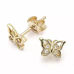 Schmetterlinge Ohrringe in 9 Karat Gold mit 