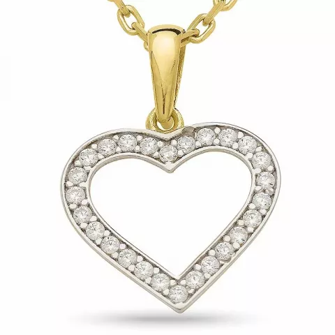 Herz Halskette aus vergoldetem Sterlingsilber und Anhänger aus 9 Karat Gold
