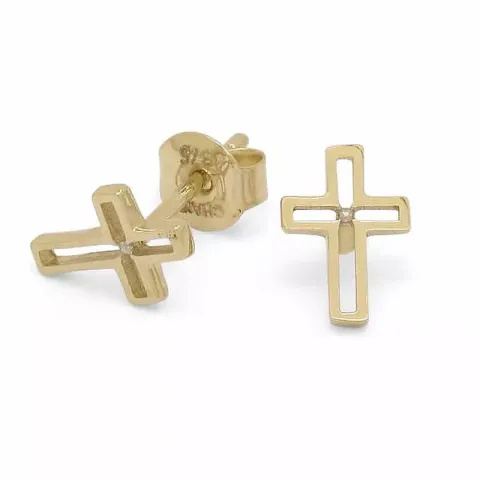 Kreuz Ohrstecker in 9 Karat Gold