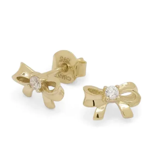 Kollektionsmuster Schleife Ohrringe in 9 Karat Gold mit Zirkon