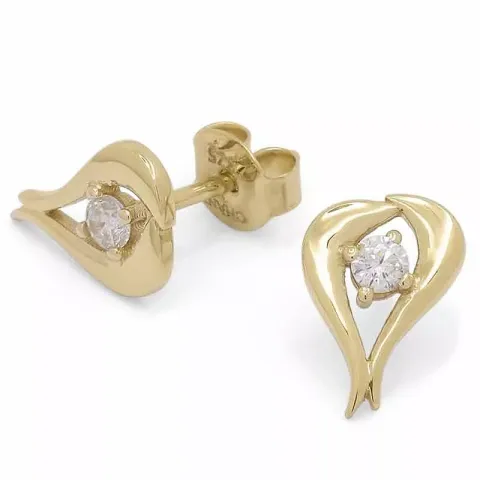 Abstrakt Ohrstecker in 9 Karat Gold mit Zirkon
