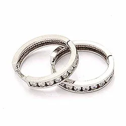 15 mm Kreole in 9 Karat Weißgold mit Zirkonen