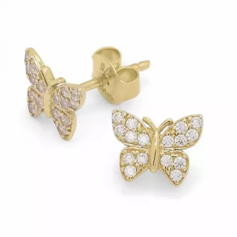 Schmetterlinge Ohrringe in 9 Karat Gold mit Zirkon
