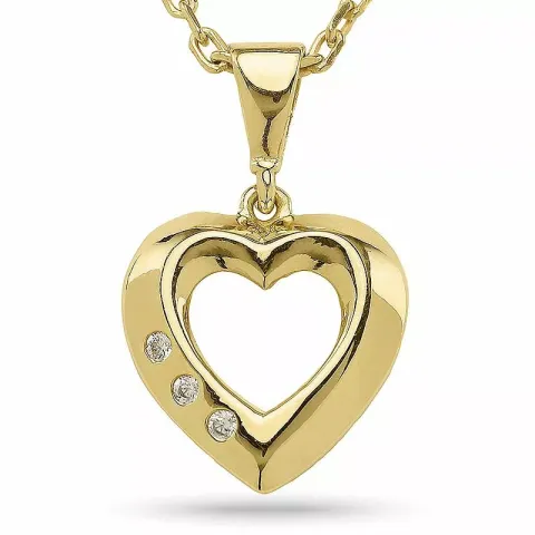 Herz Halskette aus vergoldetem Sterlingsilber und Herzförmiger Anhänger aus 9 Karat Gold