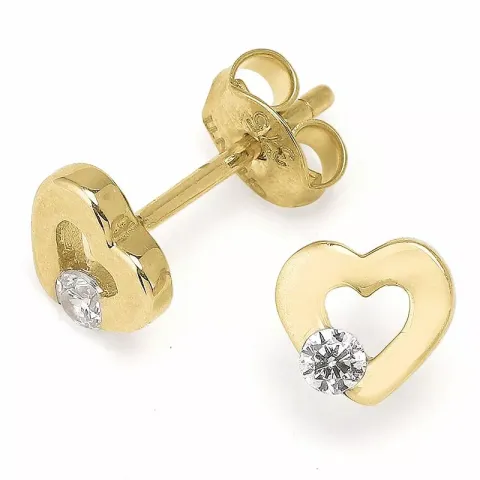 Herz Ohrstecker in 9 Karat Gold mit