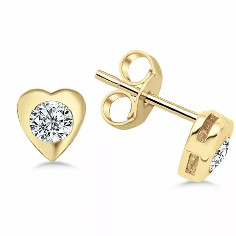 Kleinen Herz Ohrstecker in 9 Karat Gold mit Zirkonen