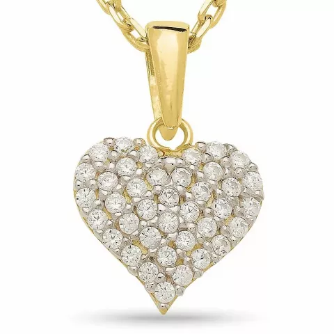 Herz Halskette aus vergoldetem Sterlingsilber und Herzförmiger Anhänger aus 9 Karat Gold