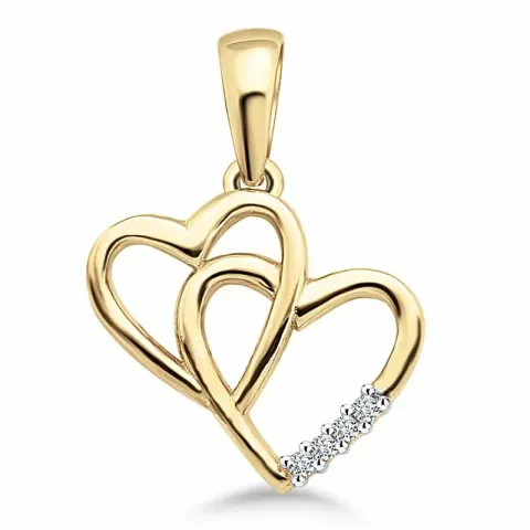 Doppeltes Herz Anhänger aus 9 Karat Gold und Weißgold