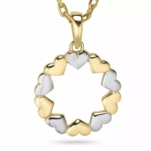 Runder herz halskette aus vergoldetem sterlingsilber und anhänger aus 9 karat gold