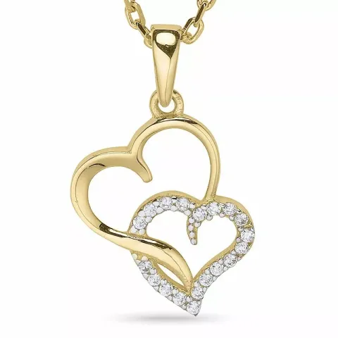 Herz halskette aus vergoldetem sterlingsilber und anhänger aus 9 karat gold