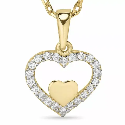 Herz Halskette aus vergoldetem Sterlingsilber und Anhänger aus 9 Karat Gold