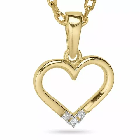 Herz halskette aus vergoldetem sterlingsilber und anhänger aus 9 karat gold