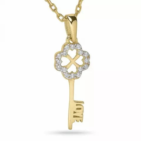 Schlüssel halskette aus vergoldetem sterlingsilber und anhänger aus 9 karat gold