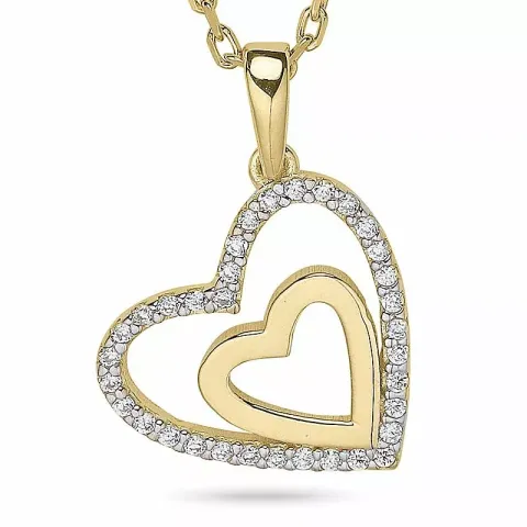 Herz halskette aus vergoldetem sterlingsilber und anhänger aus 9 karat gold
