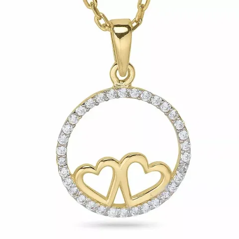 Runder herz halskette aus vergoldetem sterlingsilber und anhänger aus 9 karat gold