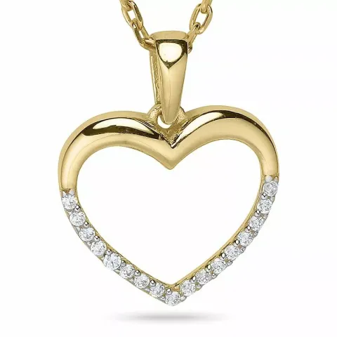 Herz halskette aus vergoldetem sterlingsilber und anhänger aus 9 karat gold