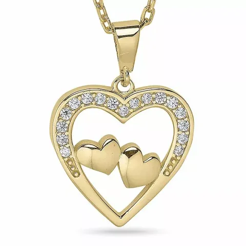 Herz halskette aus vergoldetem sterlingsilber und anhänger aus 9 karat gold