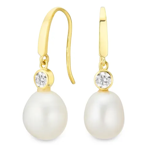 Perle Ohrringe in 9 Karat Gold mit Zirkon - Gold Collection