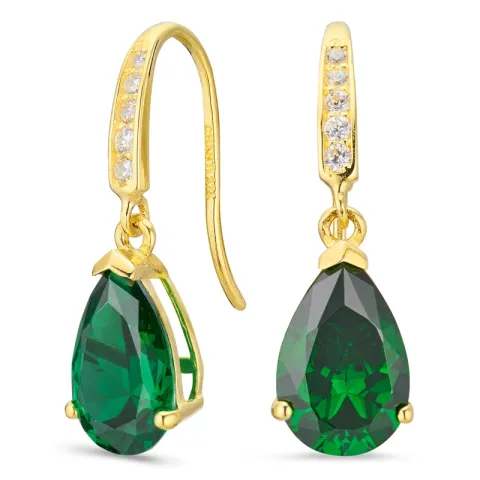 tropfenförmiger Ohrringe in 9 Karat Gold mit Smaragd und Zirkon - Gold Collection